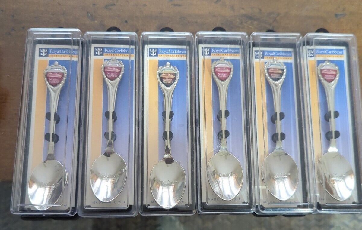 Six Nordic Express Royal Caribbean int'l Cruise Ship Souvenir Spoons in box