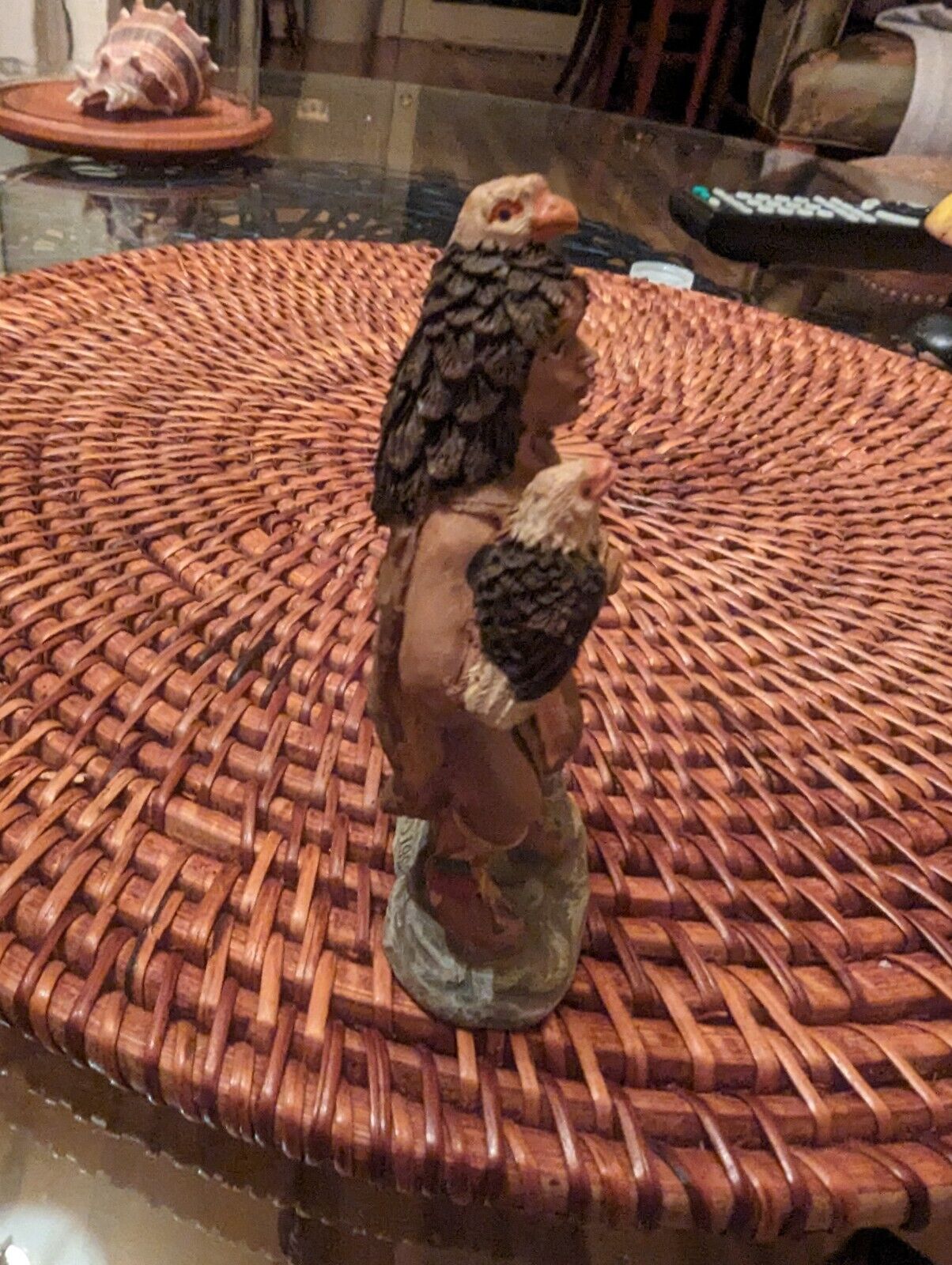 Vintage Two Eagles On A Native American Hunter Figurine Signed Taco 1998 4"