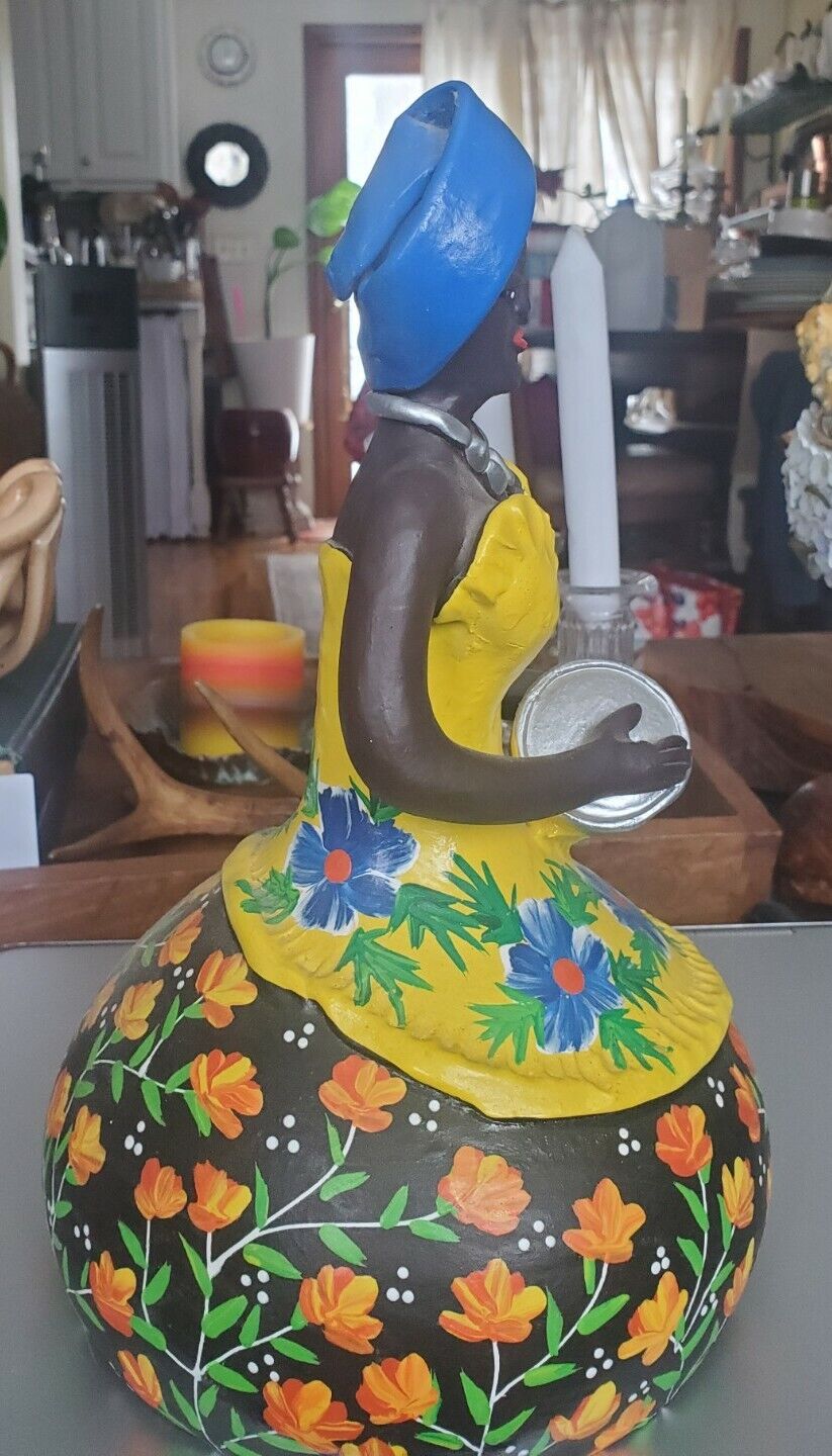 Colorful Bahia Women Clay Figurine 12" x 6"