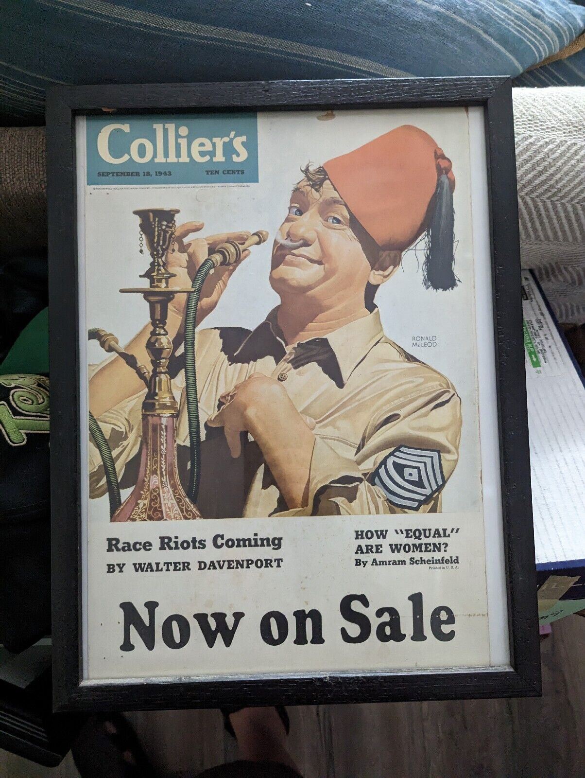 Framed Vintage Magazine Ad Ephemera - Collier's Cover Page Shriner  Houka- 1943