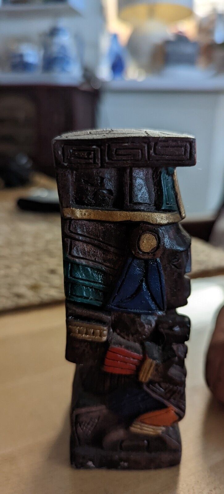 Wood Carved Mayan Art about 4"