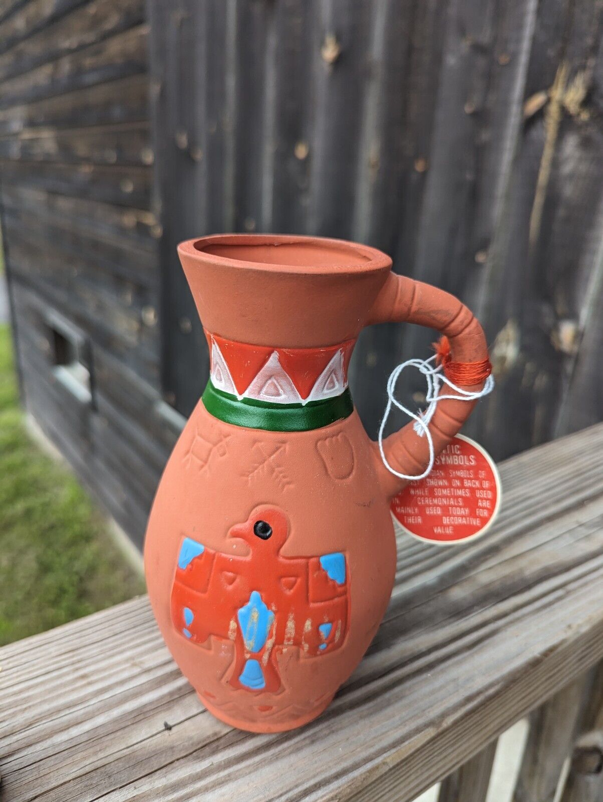 Vintage 6.5" Native Indian Wedding Pitcher Terracotta Clay JAPAN (B26)