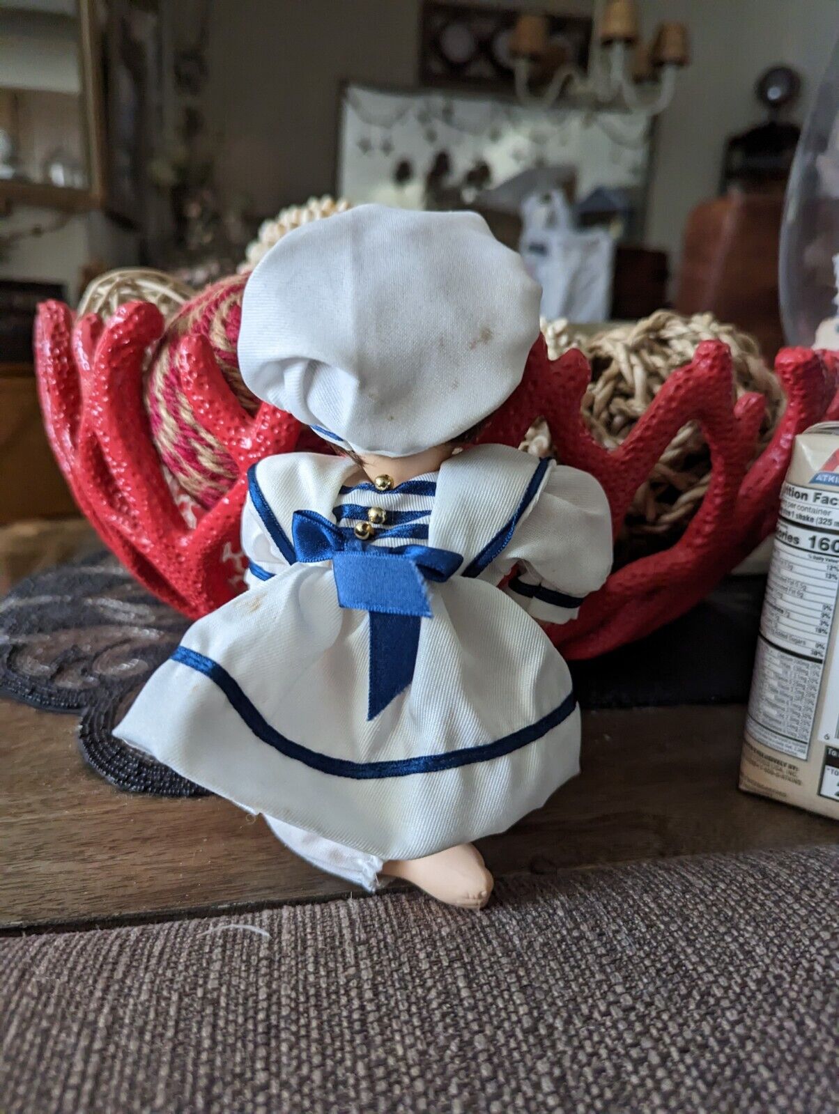 Vintage Porcelain Doll  Baby girl in Sailor Suit