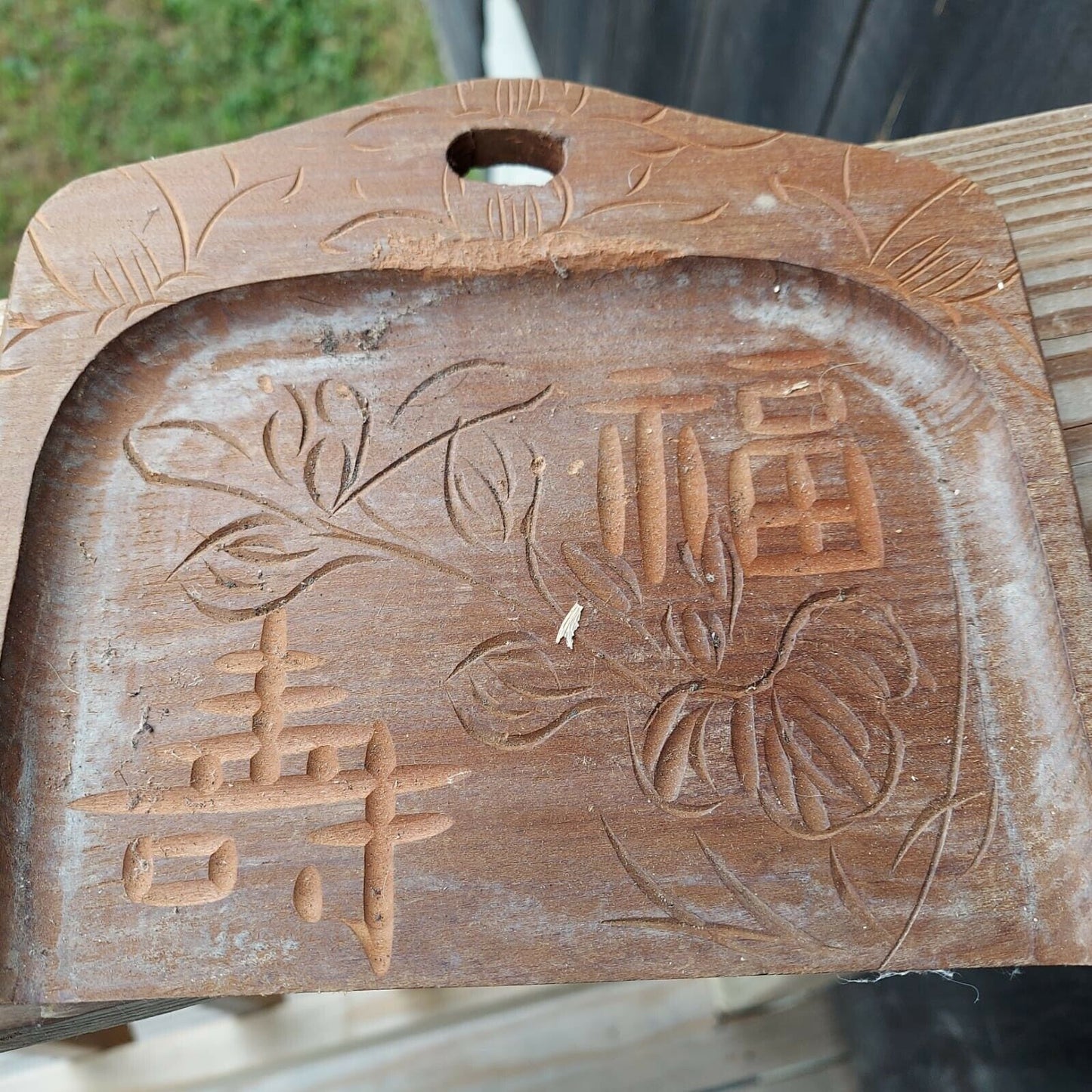 Vintage Oriental Wooden table Crumber with Wooden Brush