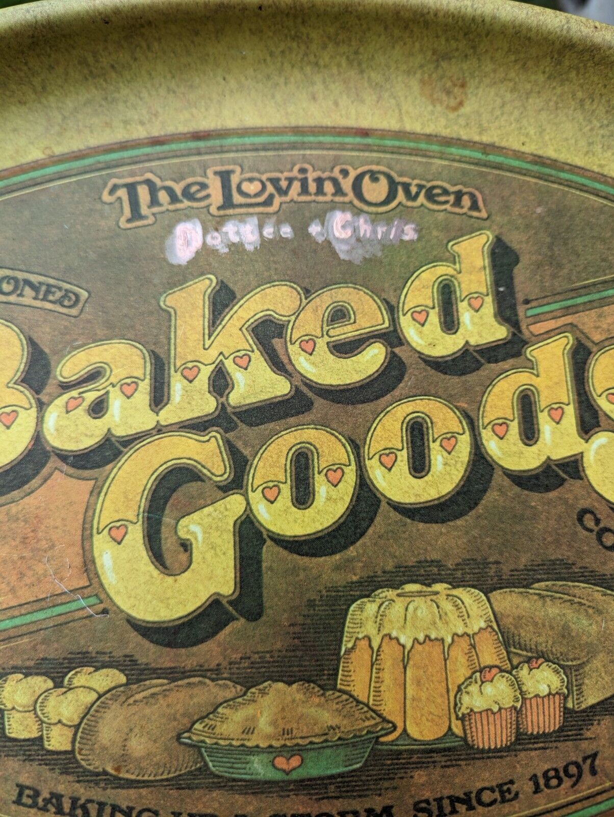 Vintage "The Lovin' Oven" Old Fashioned Baked Goods Metal Serving Tray Pentron