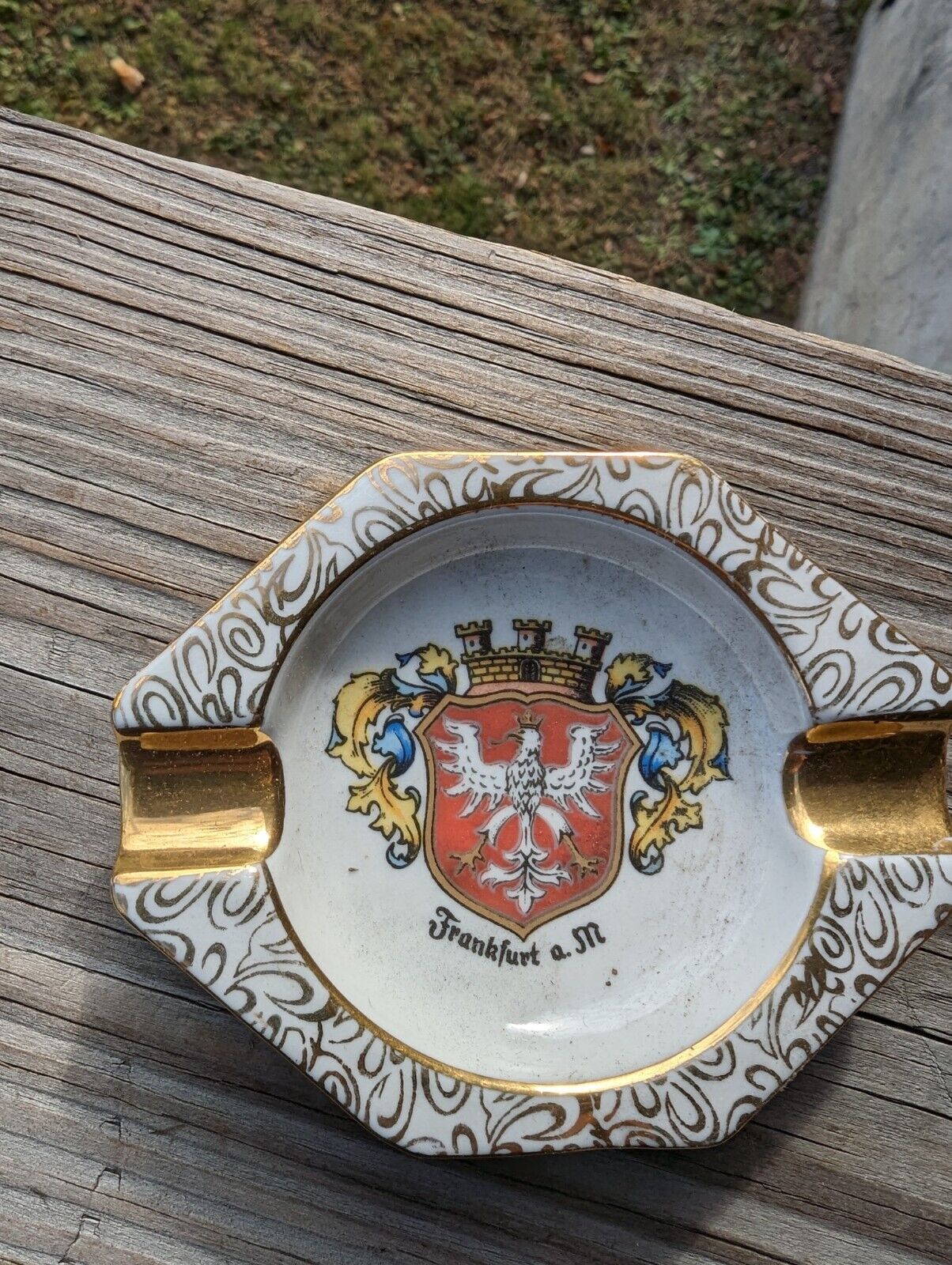 Vintage FRANKFURT On The Main Coat of Arms Ceramic Ashtray