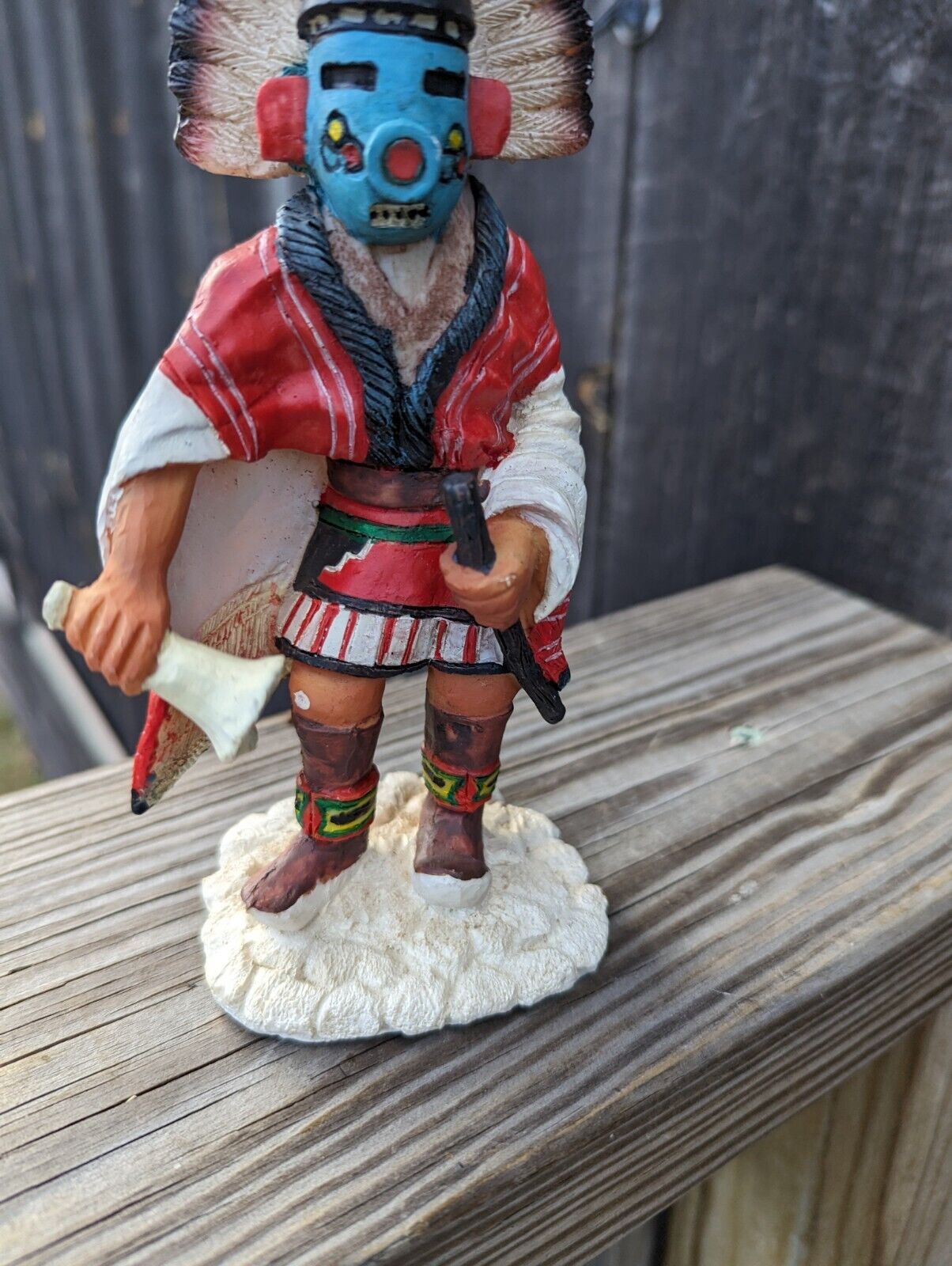 Vintage 1980 Hopi Kachina Ceramic 7" Figurine