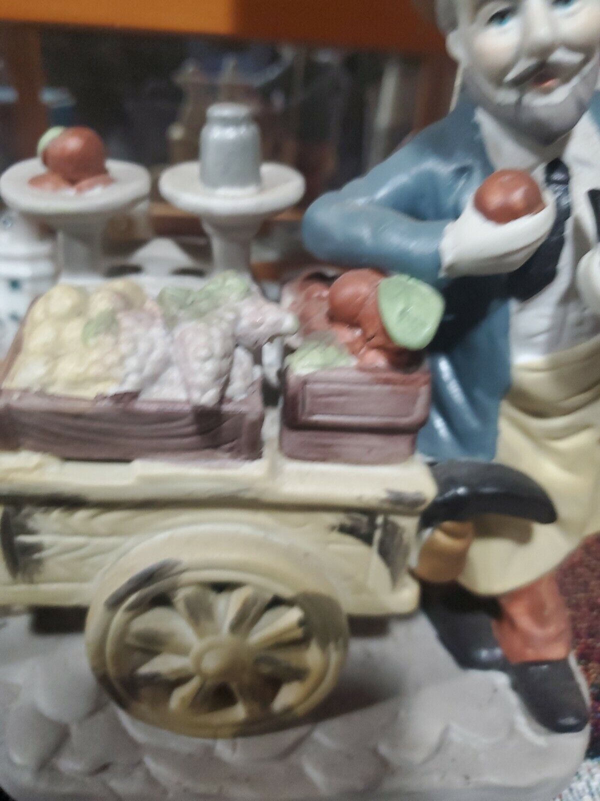 Fruit Cart Vendor Ceramic Figurine