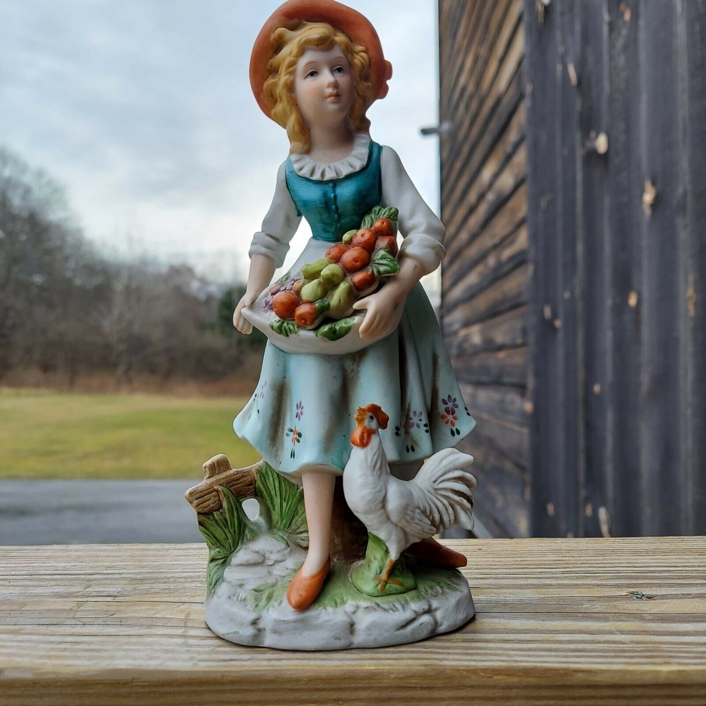 Homco Farm Girl W Harvest  Figurine