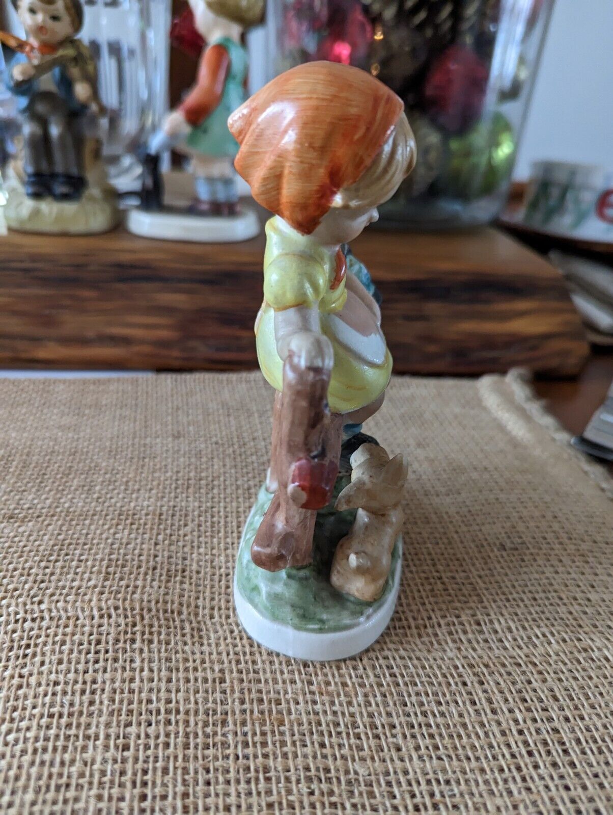 Knobler Co Ceramic Girl Sitting On A Fence With Dog Figurine