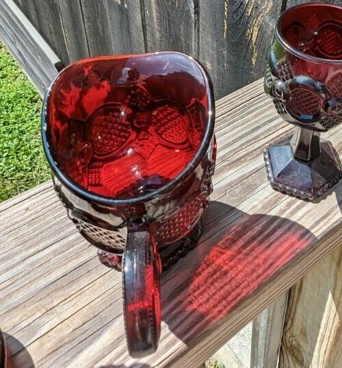 Three Avon Ruby Red Glass Ware Lot