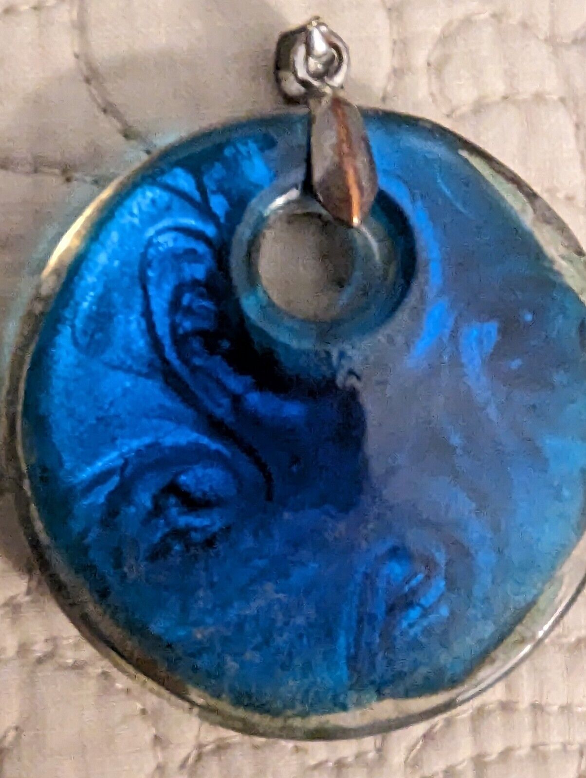 Two 18k GP Round Swirl Glass 2" Diameter Pendants