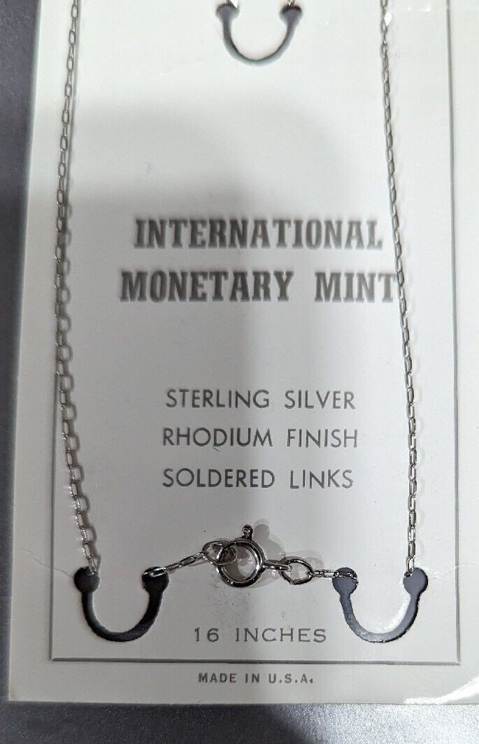 International Monetary Mint Sterling Silver Rhodium Finish Soldered Links 16" US