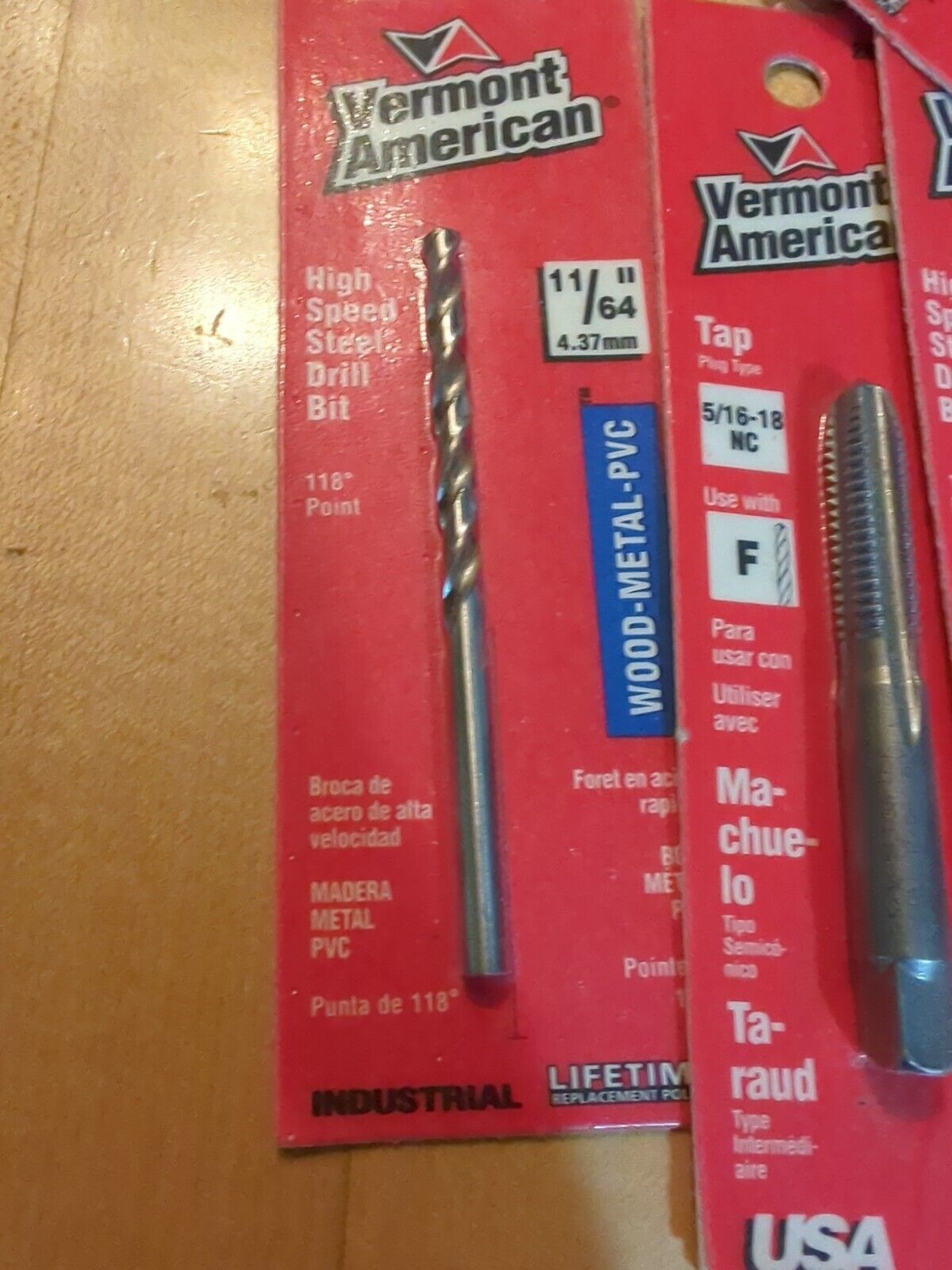 Vermont American Drill Bits Lot 3x5/32" ,11/64, 5/16-18, 1/16" NIB