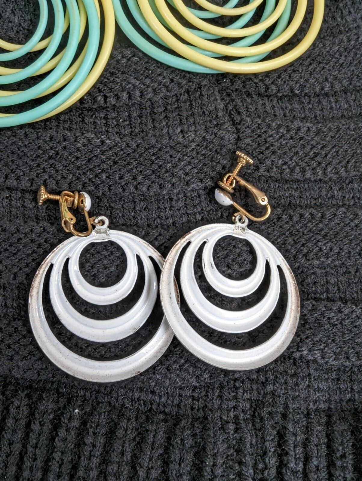 Vintage Seventies Spiral Loops Large Plastic Earings