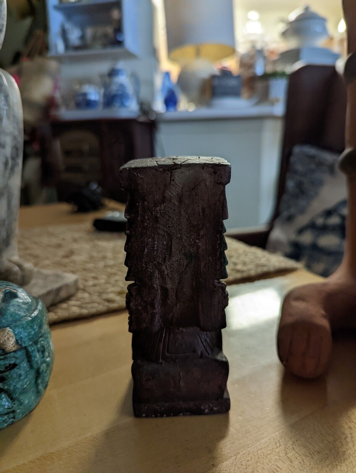 Wood Carved Mayan Art about 4"