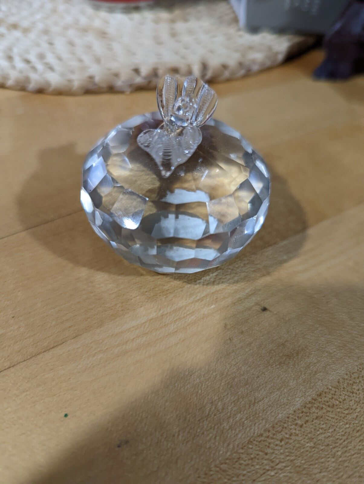 Faceted Crystal Glass Apple Paperweight