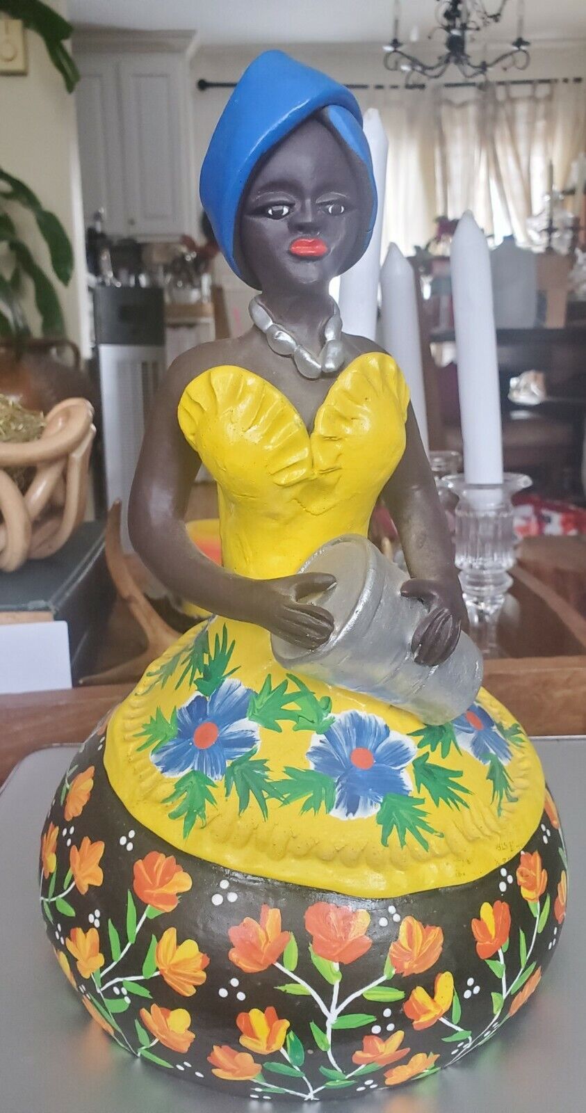 Colorful Bahia Women Clay Figurine 12" x 6"