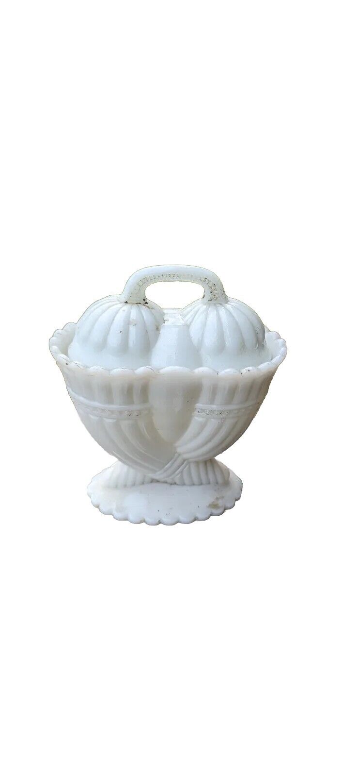 EAPG Milk Glass cornucopia covered sugar bowl Westmoreland