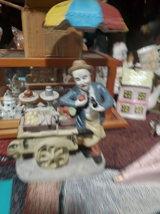 Fruit Cart Vendor Ceramic Figurine