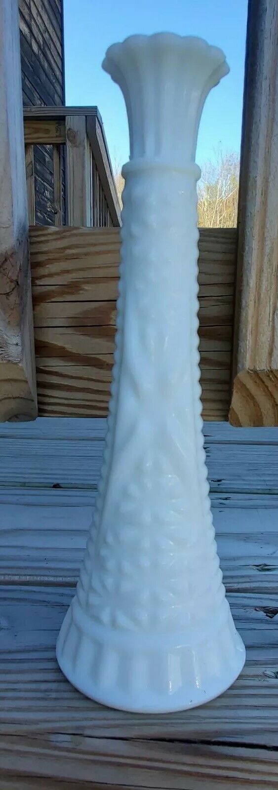 Anchor Hocking 9" White Milk Glass Slim Vase Made in USA