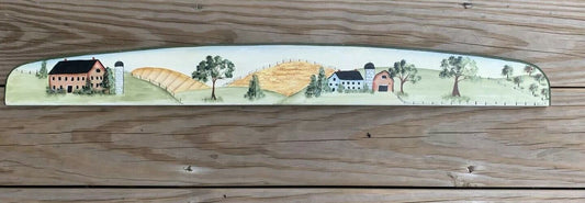 Signed Wooden Wall Art of Barn Farm scene hand Painting