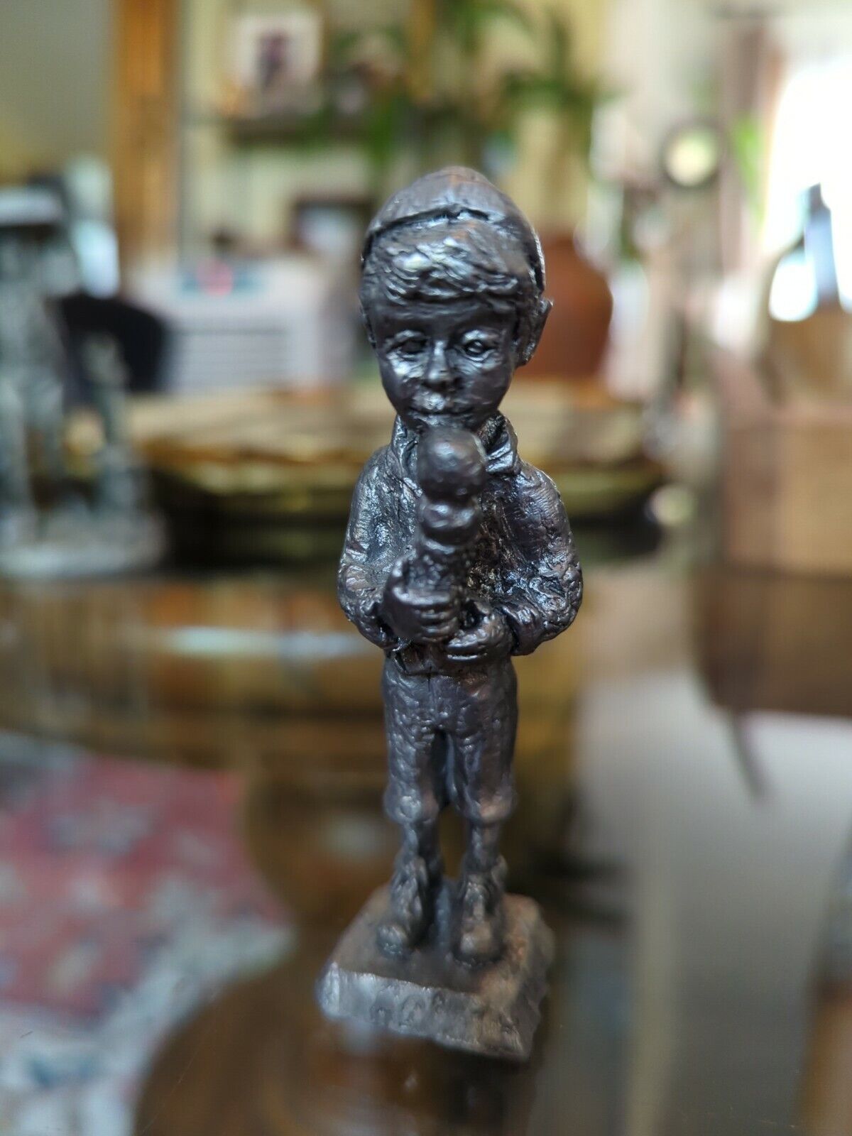 Michael Ricker Pewter  Boy Eating Ice Cream Cone  Figurine  -  Detailed 3" tall