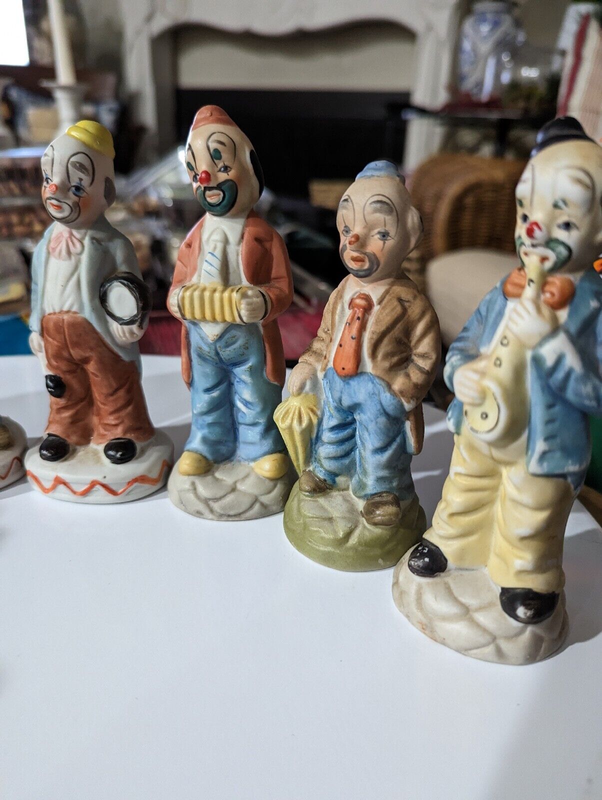 Vintage 11 Clowns Figurines Collection Lot Made In Taiwan Aprox 5" tall each