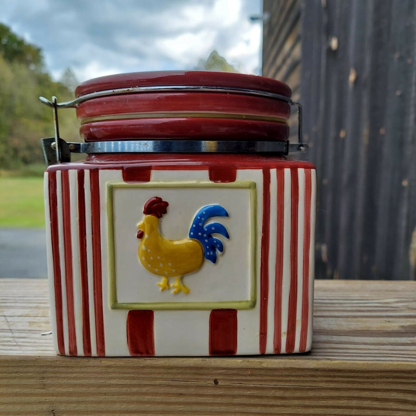 MSRF Inc Porcelain Rooster Kitchen Canister