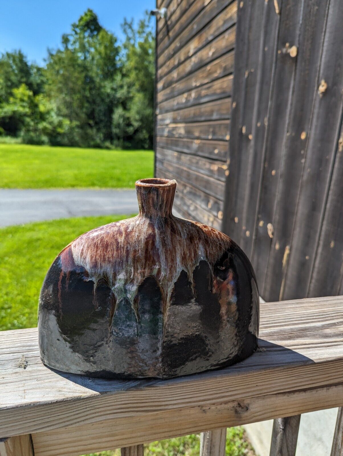 Wide Ceramic Vase About 9" By 7"