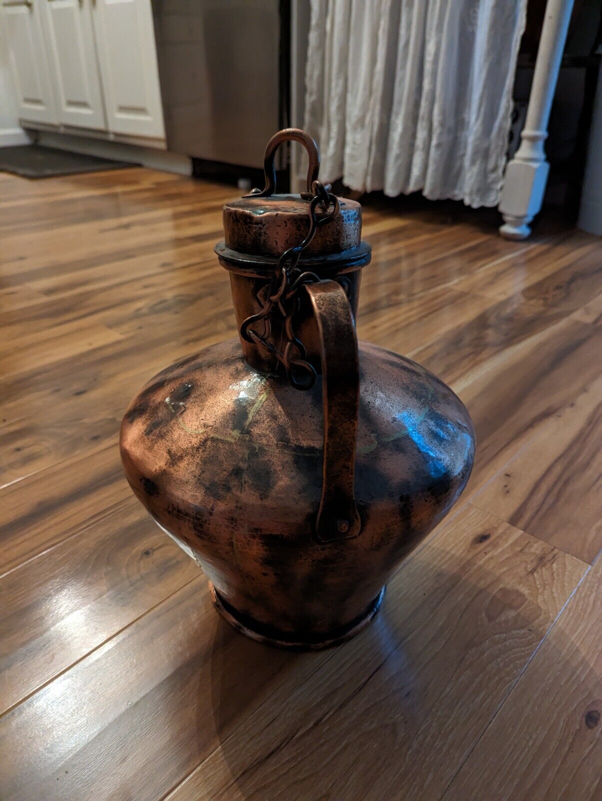 Vintage Large 10" Diameter 13" Tall Copper Brass Jug