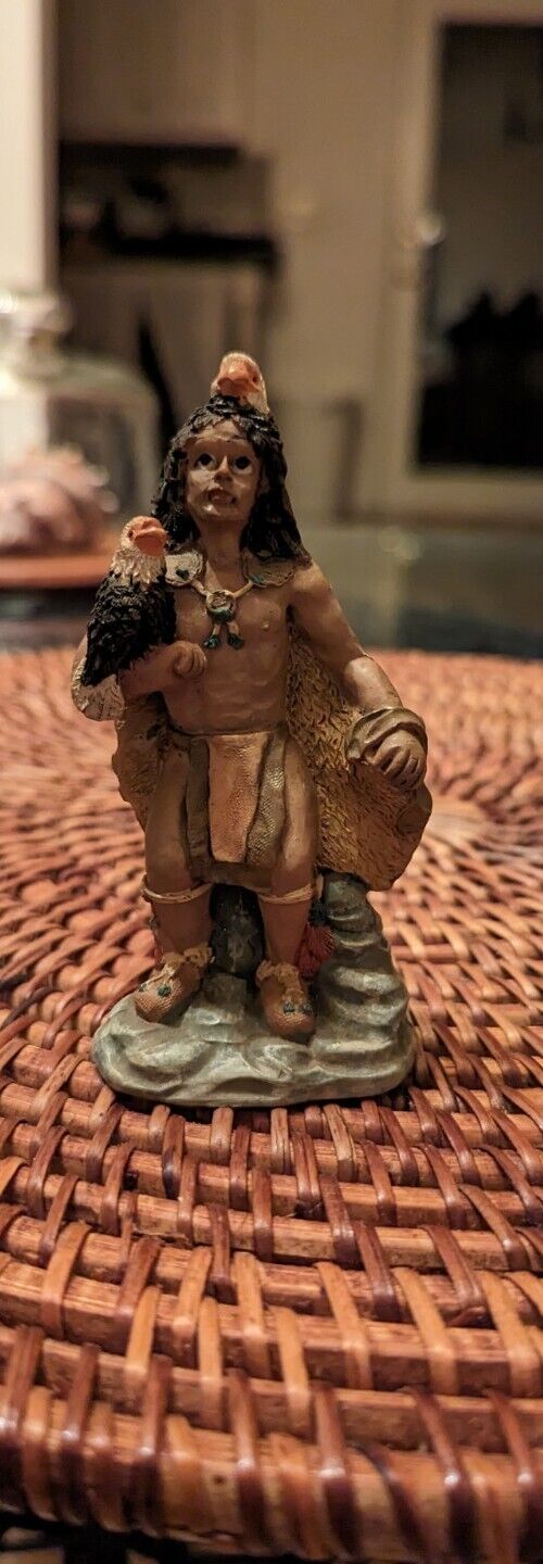 Vintage Two Eagles On A Native American Hunter Figurine Signed Taco 1998 4"