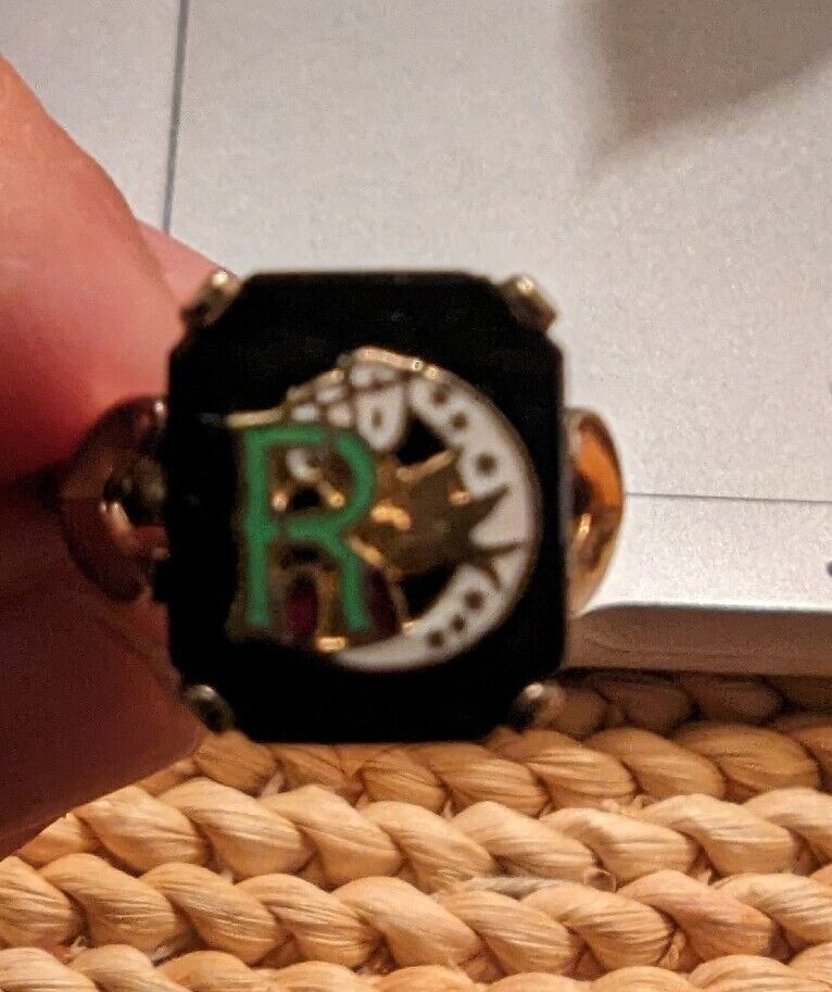 Vintage 10K Gold Filled Rebekah Odd Fellows Enamel Fraternal Ring Size 6.75