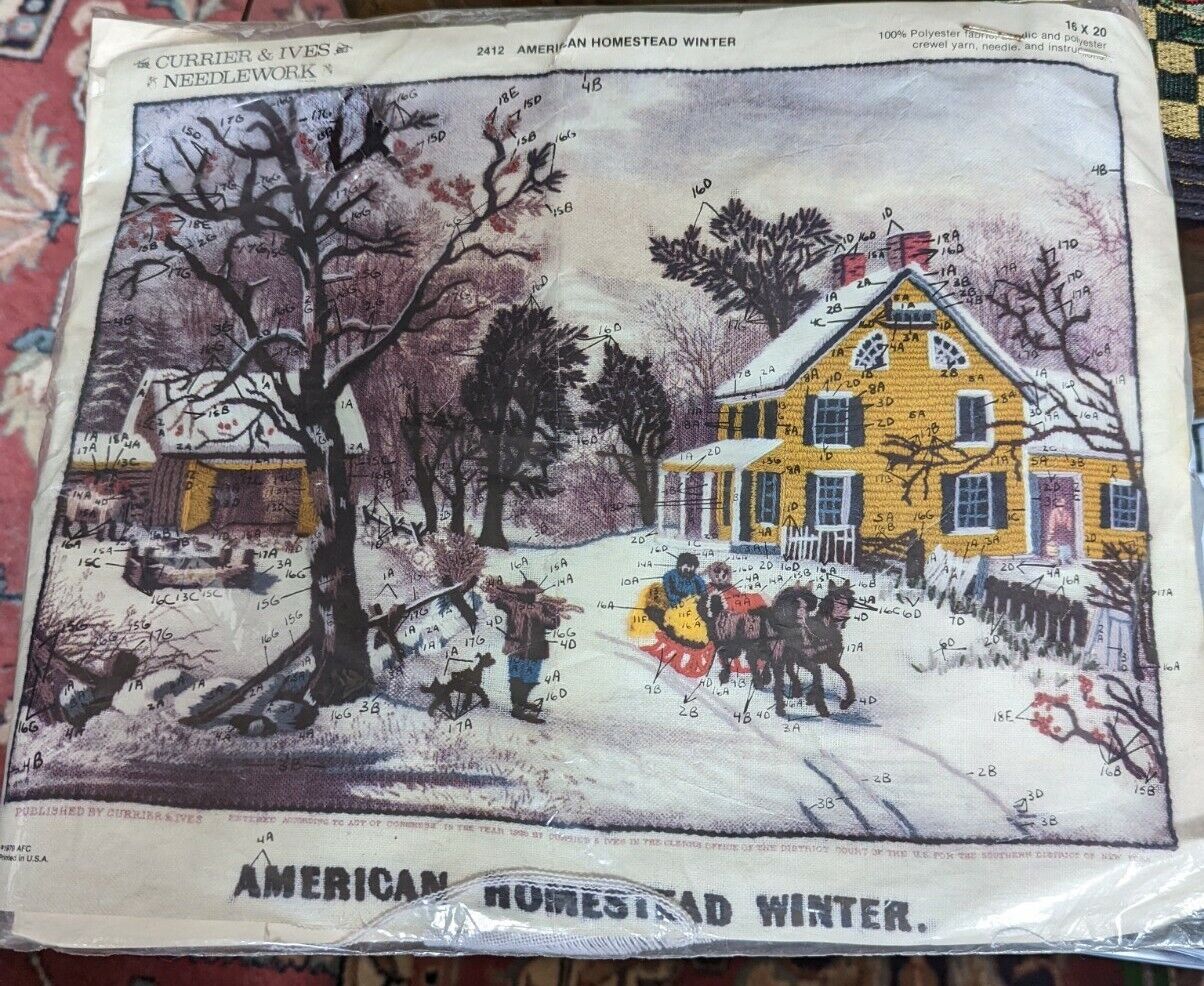 Vintage Needlework Currier & Ives American Homestead Winter Kit 2412