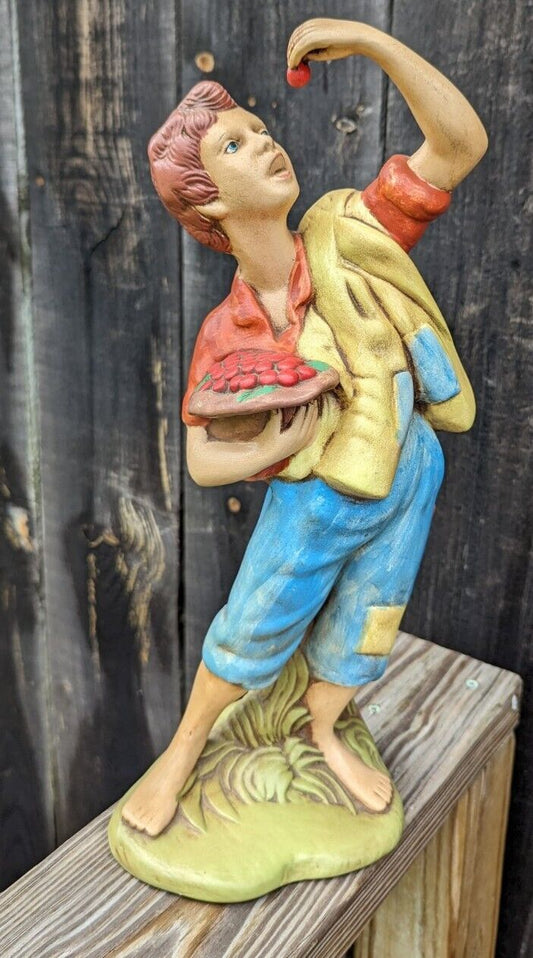 Vintage Atlantic Mold #673 Cherry Picking Boy Ceramic  Home Decor 15" Tall