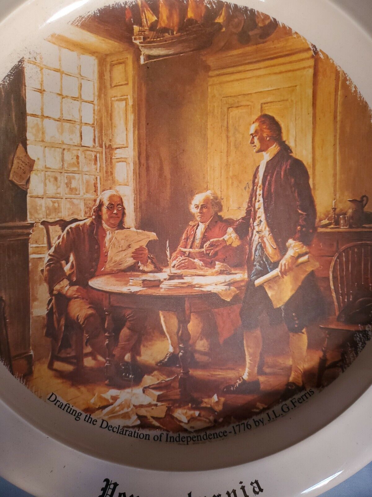 MIKASA PHILADELPHIA DRAFTING THE DECLARATION OF INDPENDENCE- 1776 PLATE 13" diam