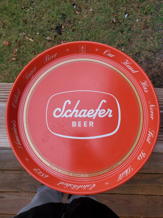 Vintage RED Schaefer Beer Tray 12”