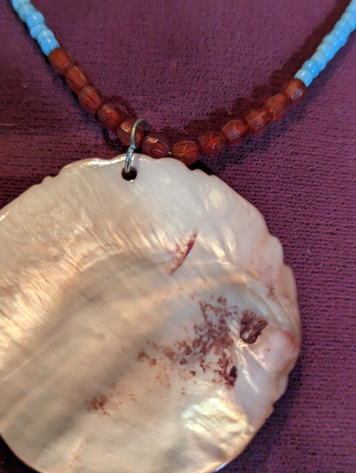 Beaded Etched Shell Necklace