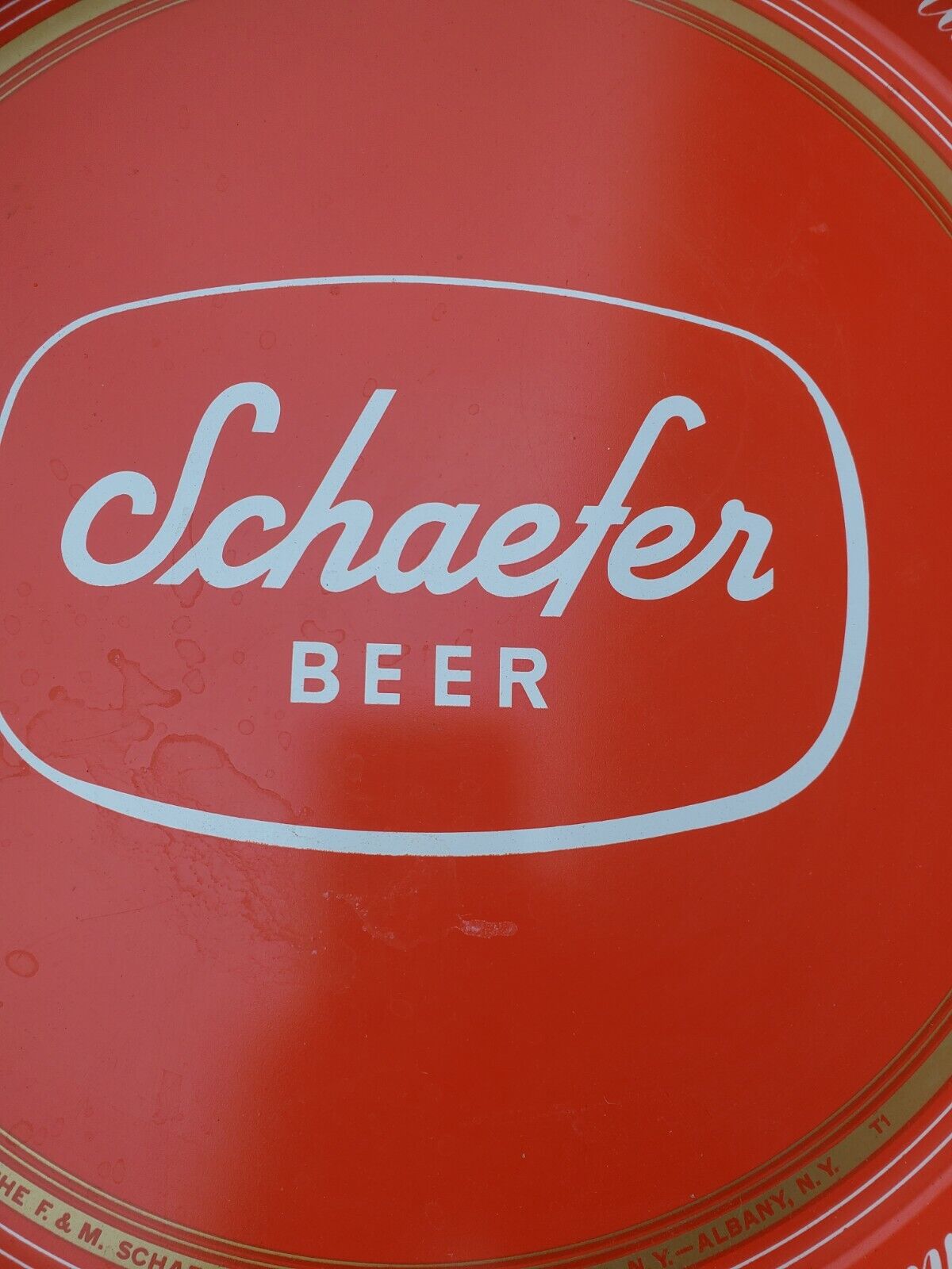 Vintage RED Schaefer Beer Tray 12”