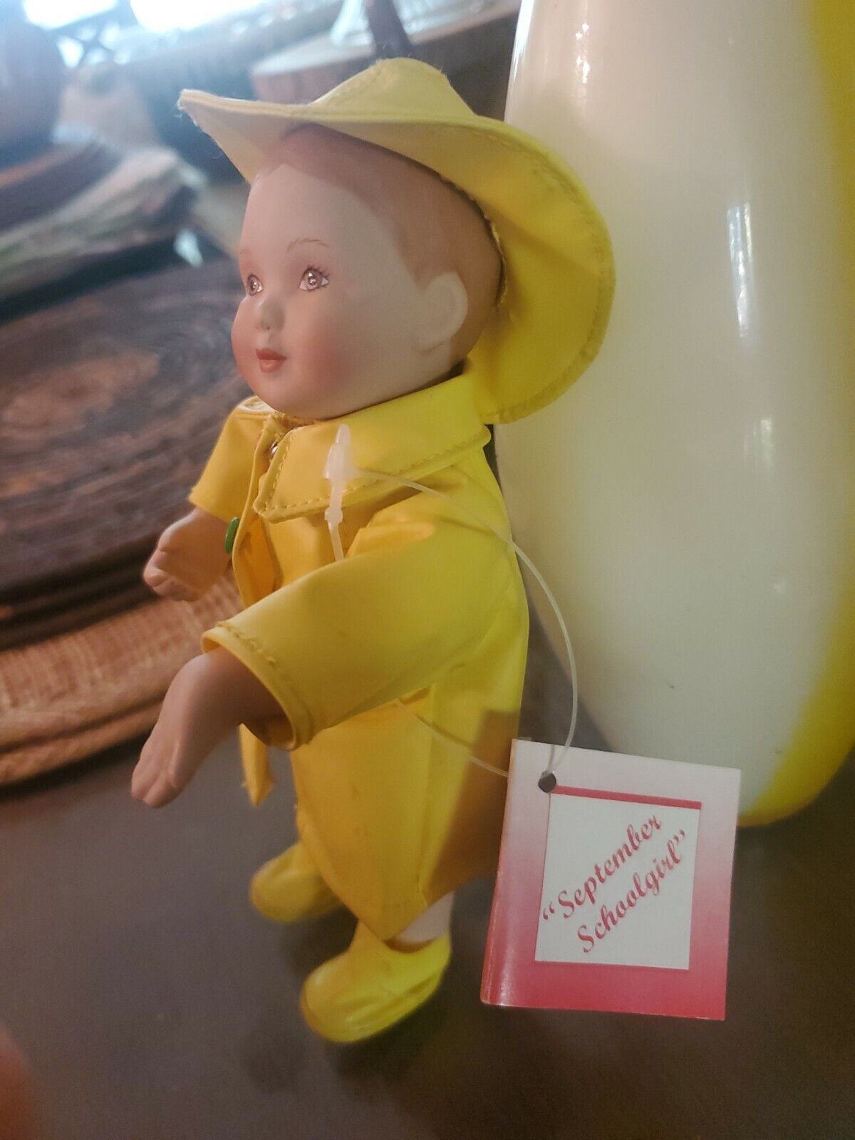 Ashton Drake 1995 Calander Babies September Girl Doll in yellow rain gear