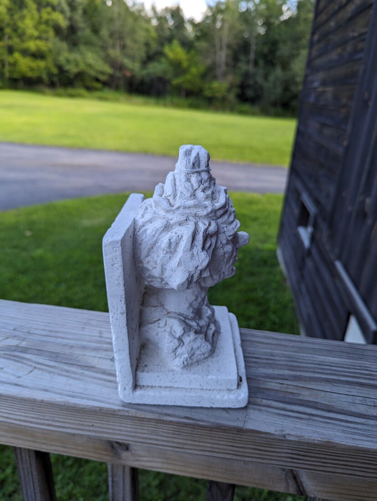 Vintage White Plaster Clown Bookend