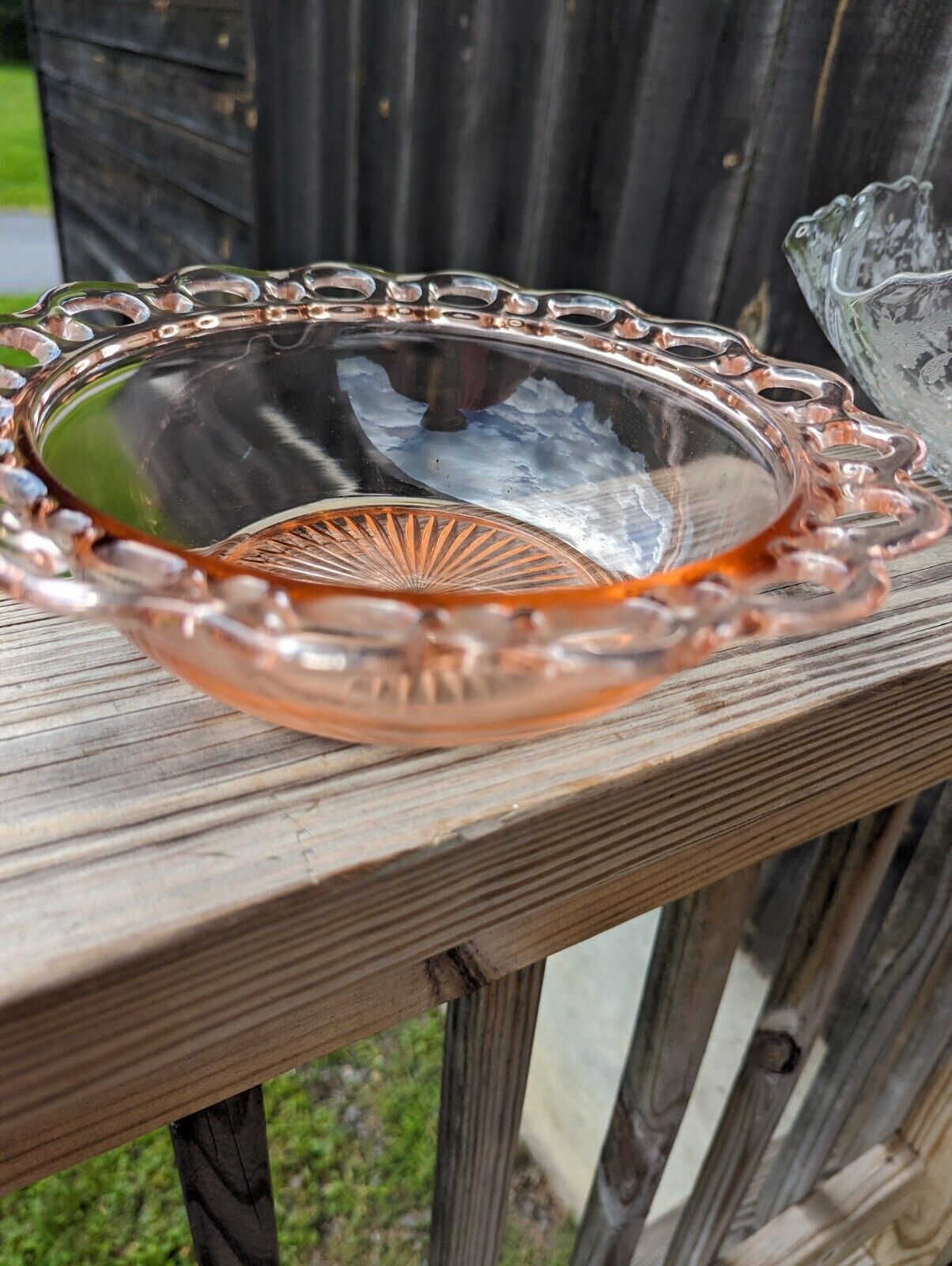 Vintage 1930's Anchor Hocking Old Colony Open Lace Pink Depression Glass Bowl