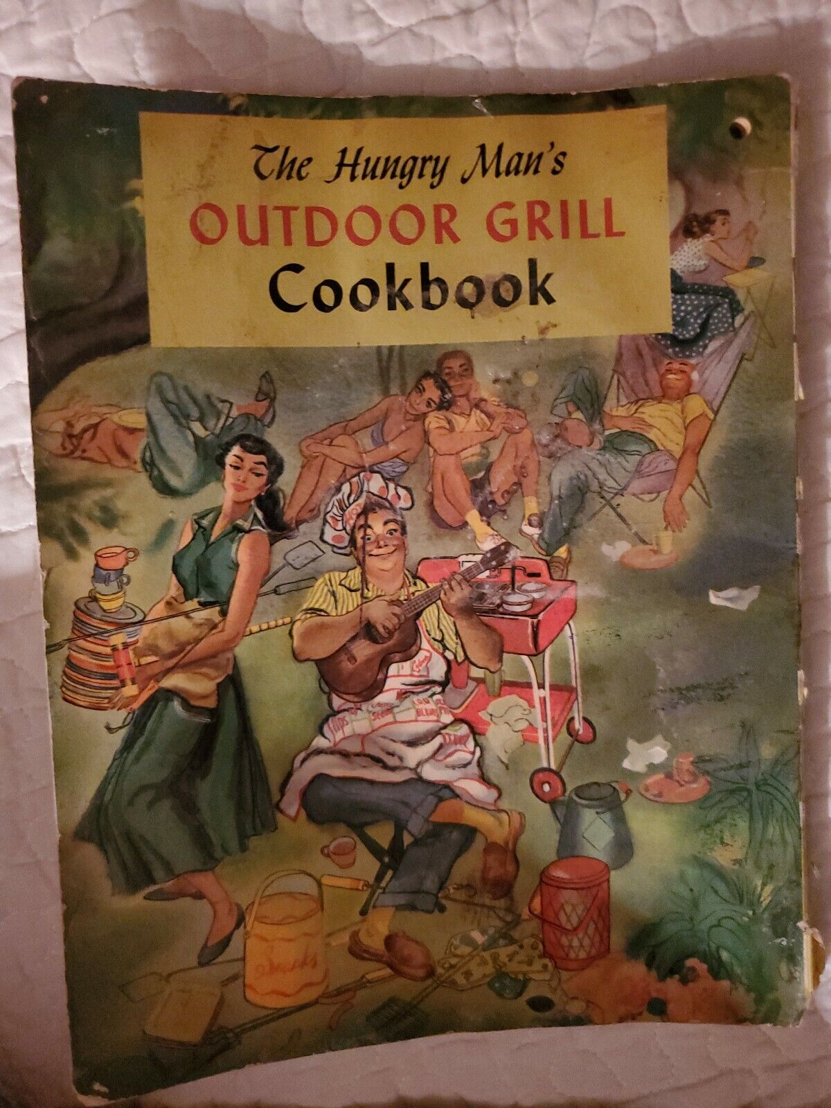 Vintage The Hungry Man's Outdoor Grill Cookbook- Softcover 1953 Spencer Press