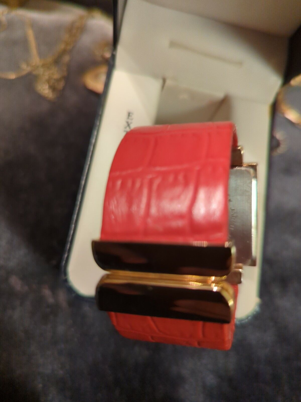 Accutime Novelle Quartz Ladies Watch Red Band Large Face Japan Movement in box