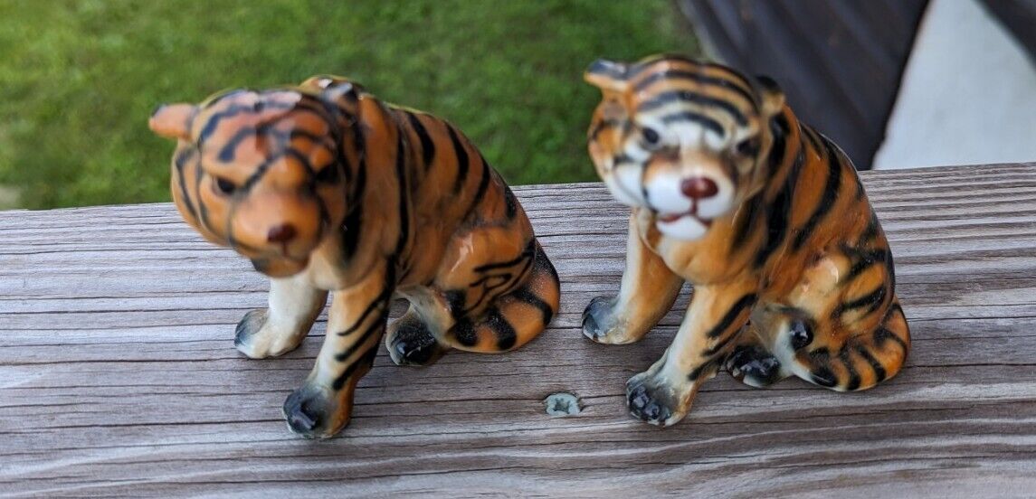 Vintage Two Ceramic Tigers