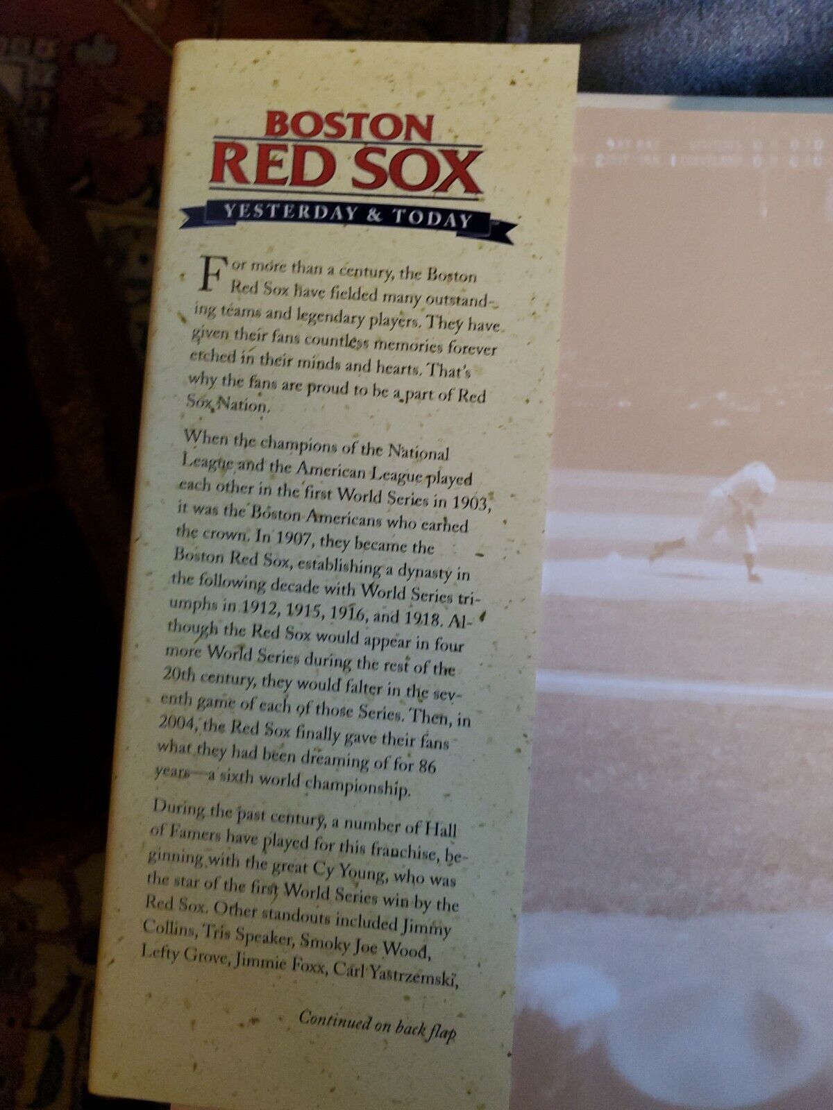 BOSTON RED SOX BOOK  YESTERDAY & TODAY BOOK RUTH WILLIAMS CLEMENS VAUGHN NEW