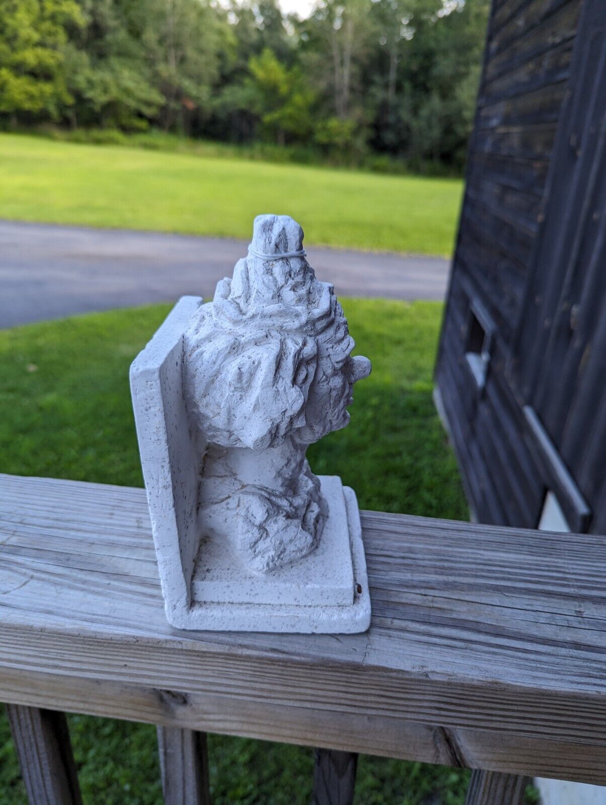 Vintage White Plaster Clown Bookend