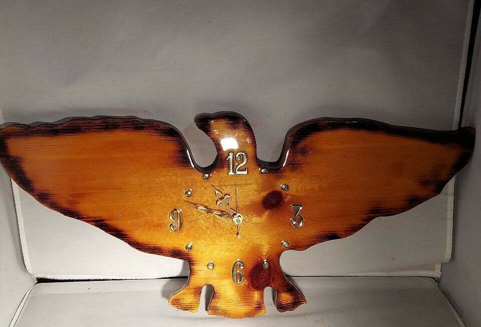 Strings N Things Wood Eagle Wall Clock