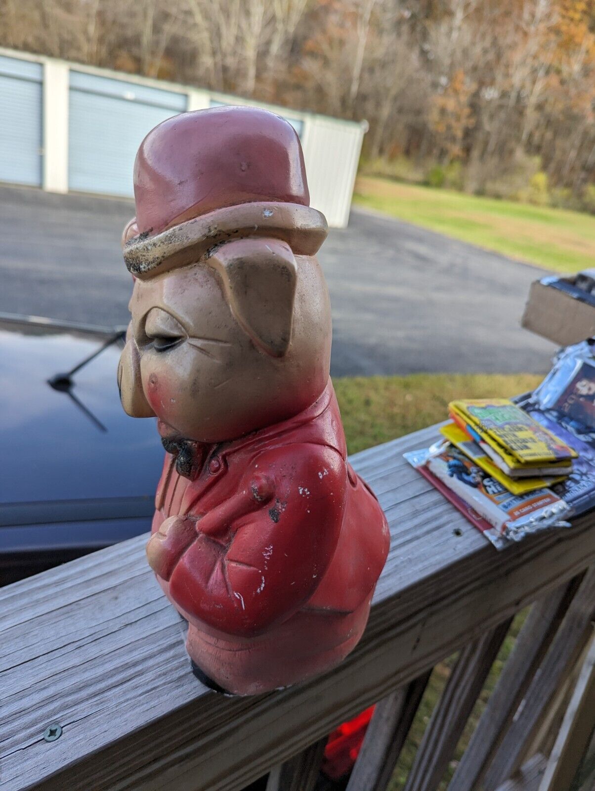 Vintage 50s MCM Carnival Chalkware Pig Bank 10" Tall