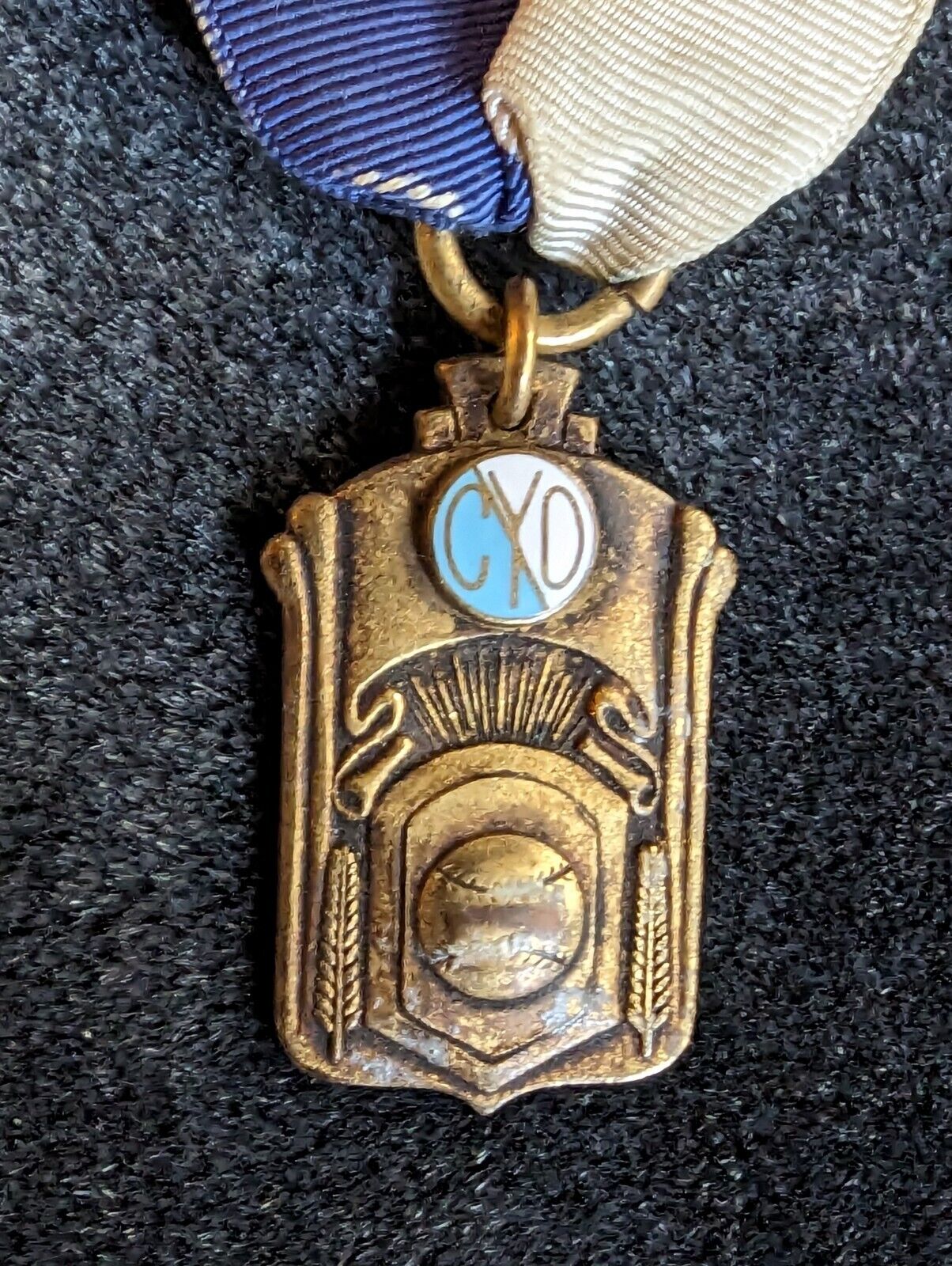 1941 RELAY CYO Baseball Sports Award Medallion Ribbon Medal